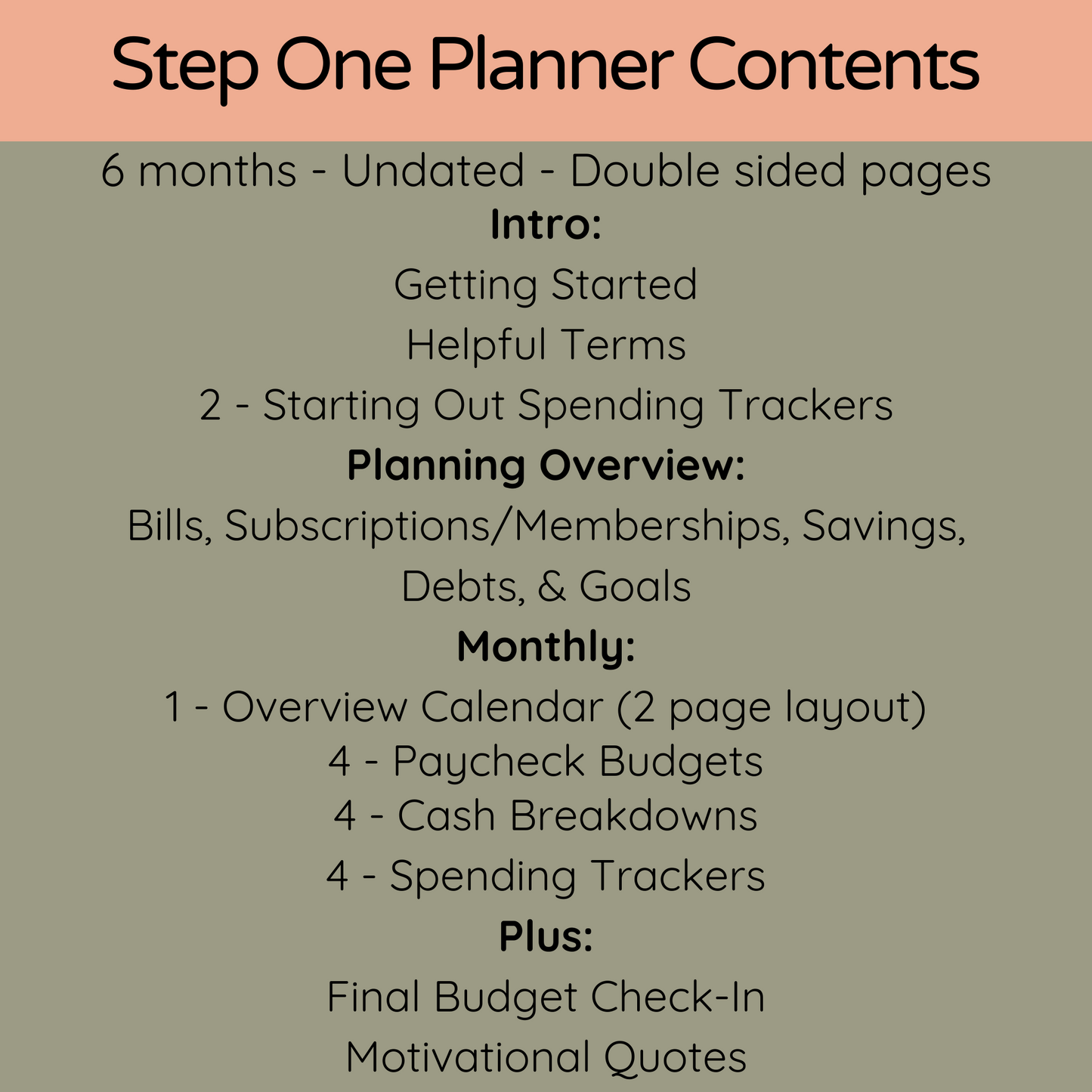 Paycheck Planner - Step One
