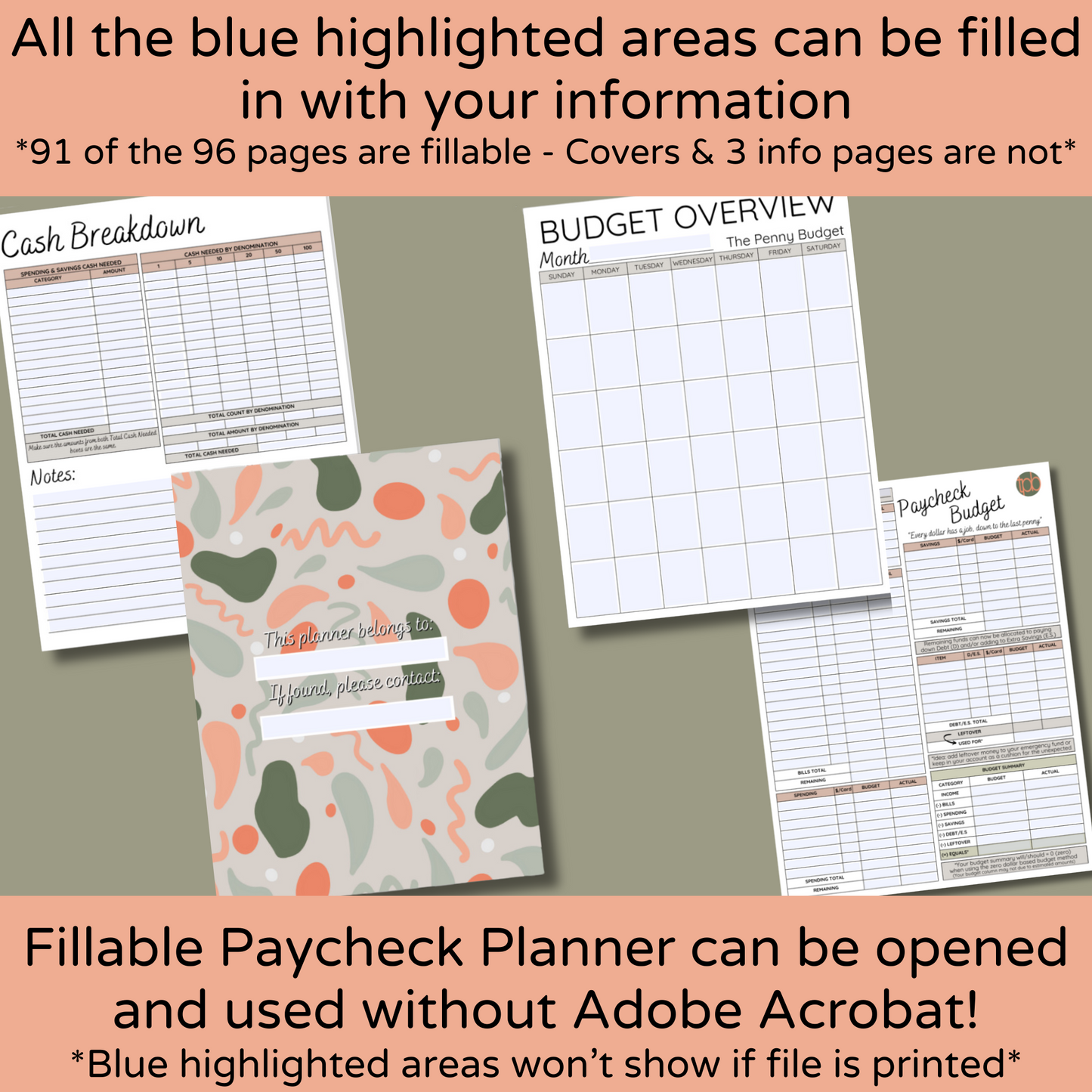 Fillable Digital Paycheck Planner - Step One