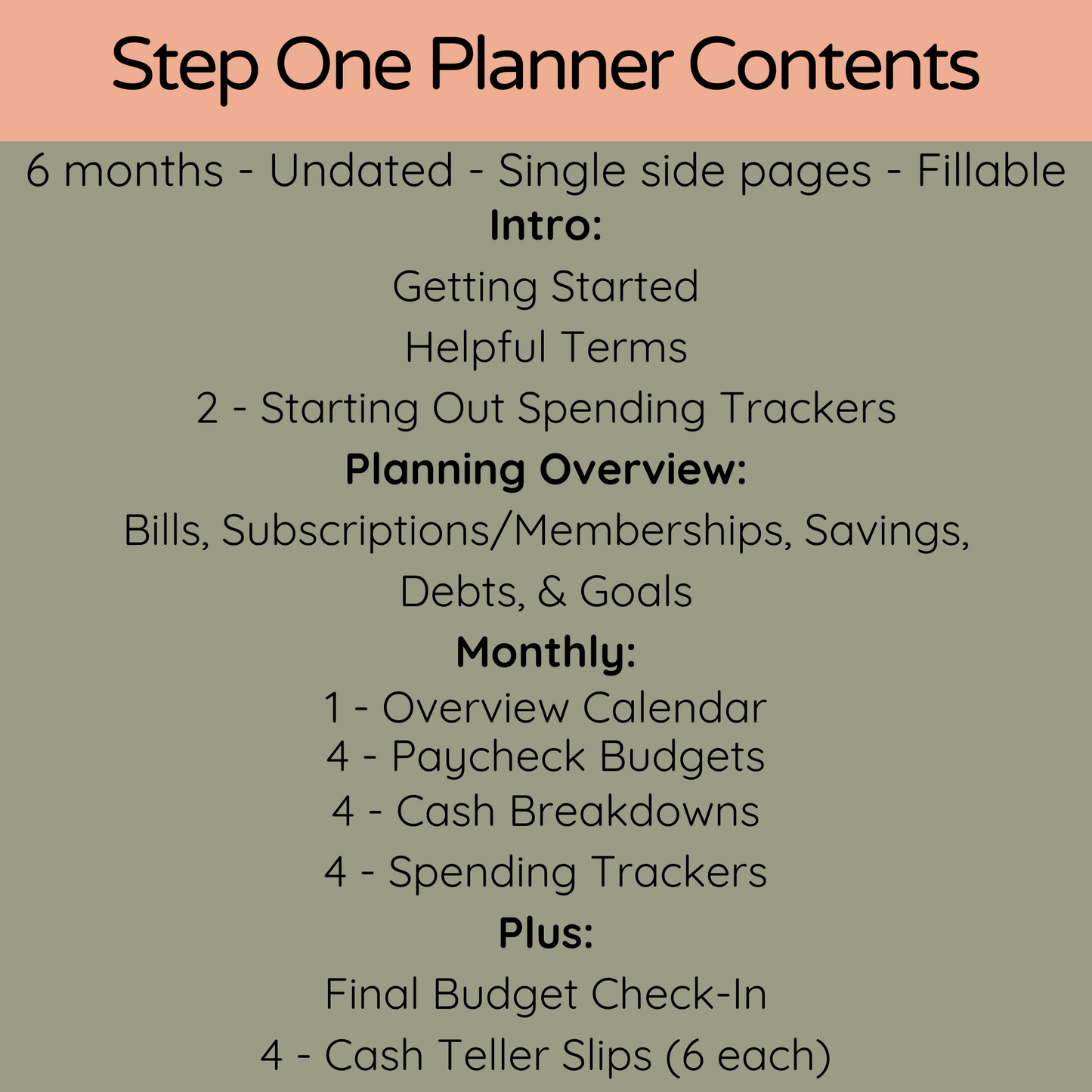 Fillable Digital Paycheck Planner - Step One